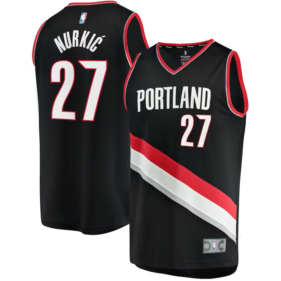 Men Portland Trail Blazers #27 Jusuf Nurkic Fanatics Branded Black 2022-23 Fast Break Replica Player NBA Jersey